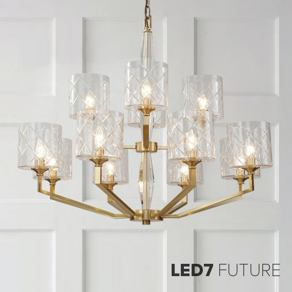 Loft Industry Modern - Faceted Glass Chandelier